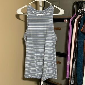 Lululemon All Tied Up Tank P2P 18 Sz 8 Cut Back Stripe Tempest Blue White 891